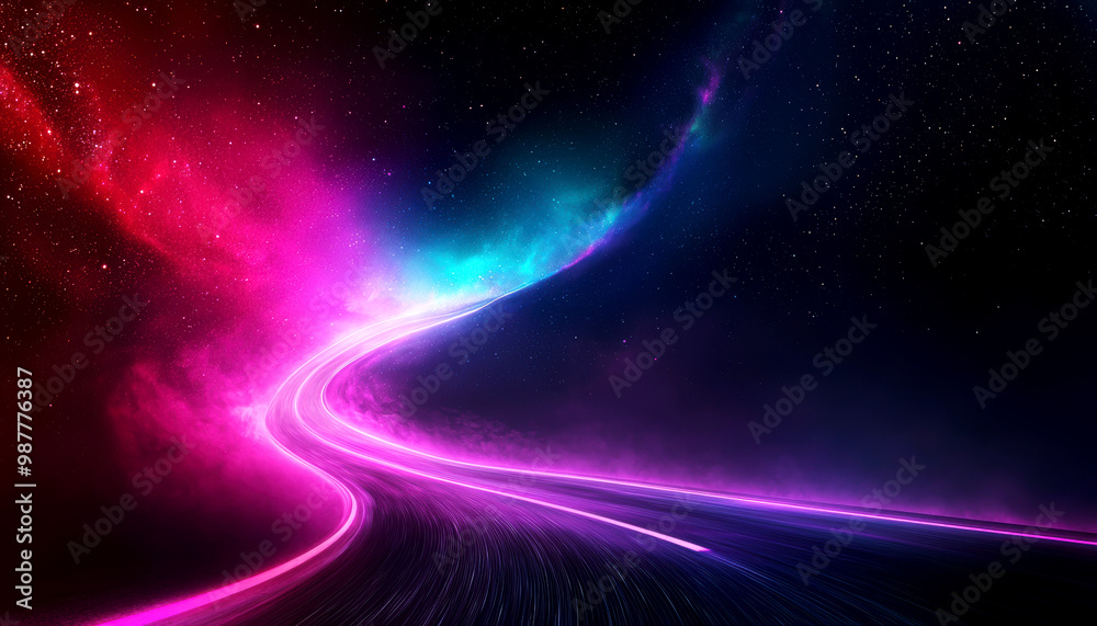 A rainbow road leading into the stars, symbolizing a journey through the colorful realms of the mind