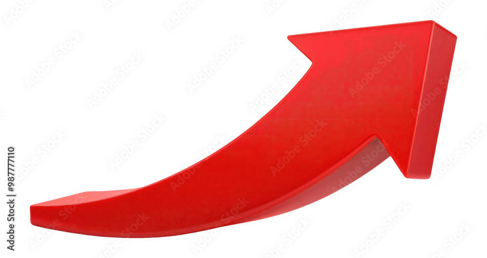 Red 3D Arrow Pointing Upwards Isolated on Transparent Background. Red 3D Arrow Pointing Upwards Isolated on Transparent Background.