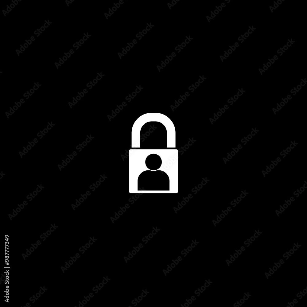 Security Human Lock icon isolated on dark background Security Human Lock icon isolated on dark background