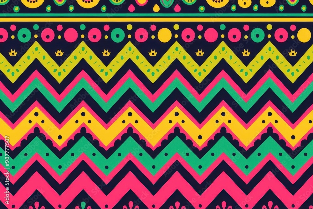 Navajo Aztec Vibrant geometric pattern with zigzag and circular designs in bold colors. Perfect for textiles, wallpapers, and creative projects. Navajo Aztec Vibrant geometric pattern with zigzag and circular designs in bold colors. Perfect for textiles, wallpapers, and creative projects.