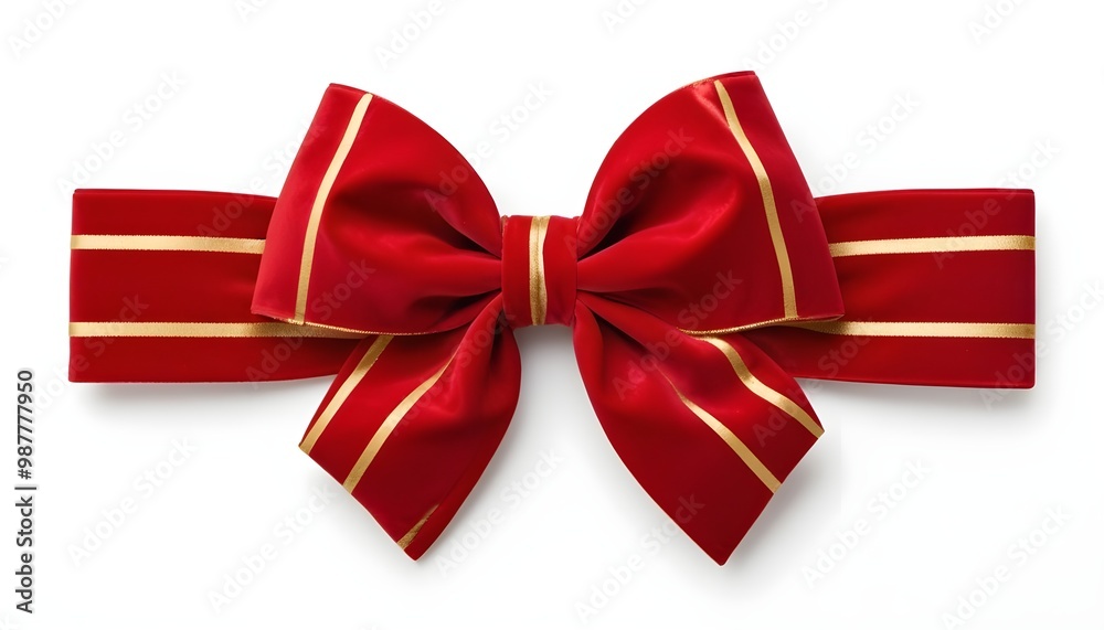 Fototapeta premium A large satin bow with white polka dots, against a plain white background