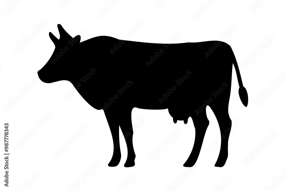 Silhouette of a cow on a transparent background Silhouette of a cow on a transparent background
