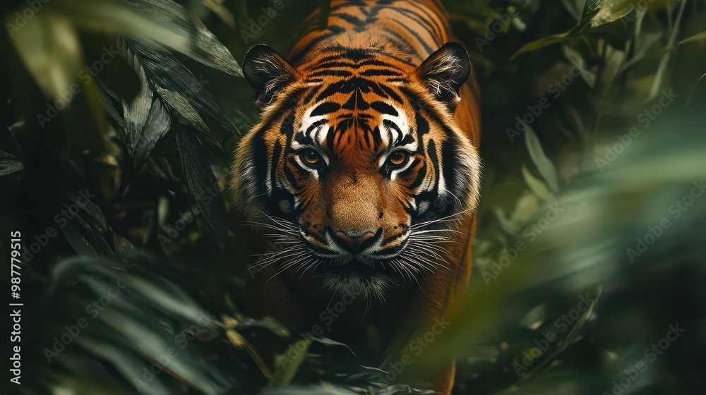 Majestic Bengal Tiger in Lush Jungle Surroundings Majestic Bengal Tiger in Lush Jungle Surroundings