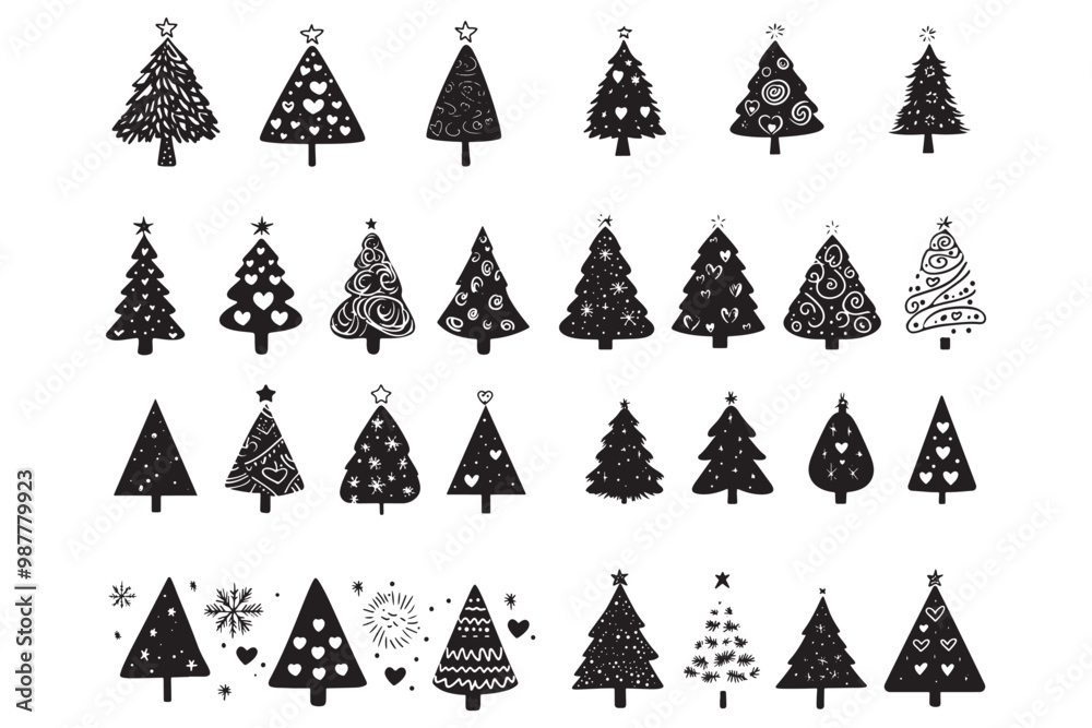 Obraz premium Christmas Tree Vector Silhouettes Collection 