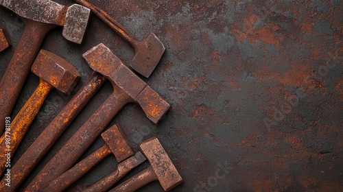 A set of rusted blacksmith s tools, symbols of early craftsmanship and labor photo