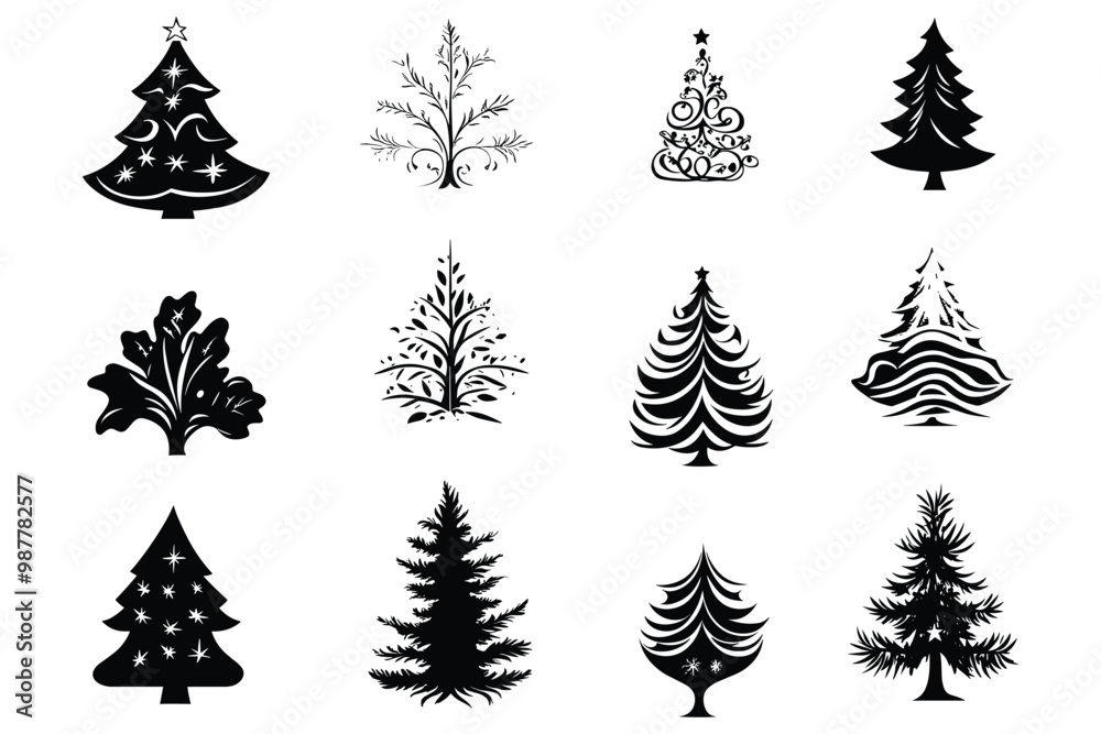 Obraz premium Christmas Tree Vector Silhouettes Collection 