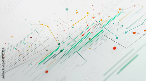 Abstract white background with Colorful geometric and circle lines. Digital future technology . Abstract business connection of lines from nodes innovation of communication in the network.