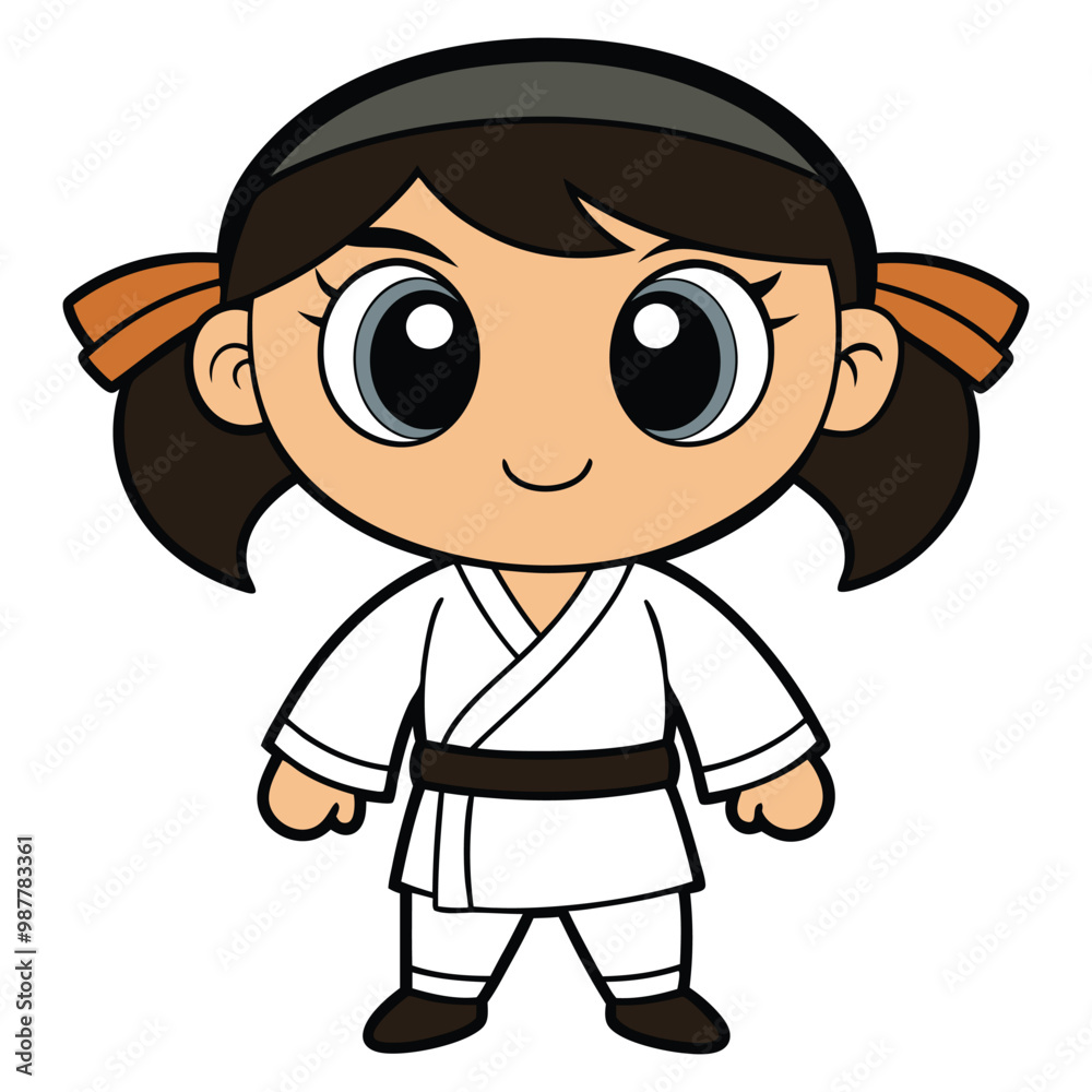 Cartoon girl doing practicing karate Cartoon girl doing practicing karate