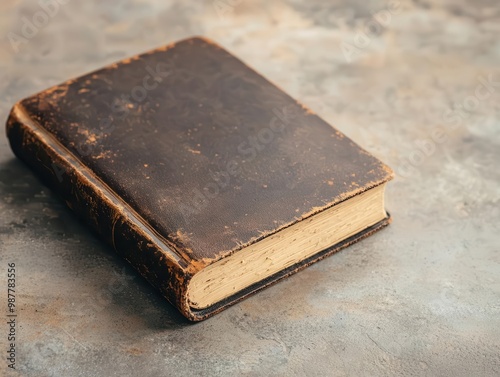 An old leather-bound journal with yellowed pages, filled with handwritten notes, a glimpse into the past