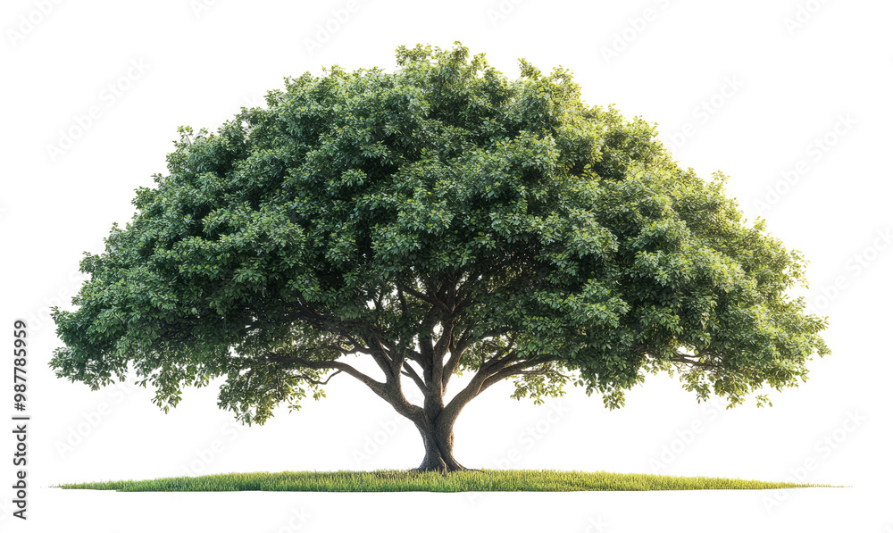 Fototapeta premium Majestic solitary tree with lush green foliage on transparent background