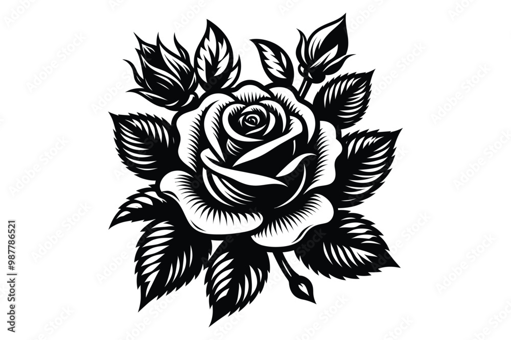 Rose silhouette vector illustrations Rose silhouette vector illustrations