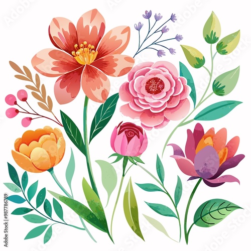 Beautiful Watercolor Flower Vectors for Creative Projects