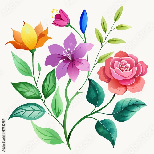Beautiful Watercolor Flower Vectors for Creative Projects