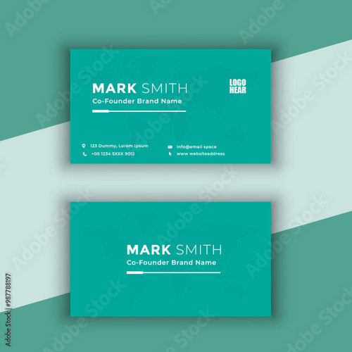 Business card template design with front and back presentation.