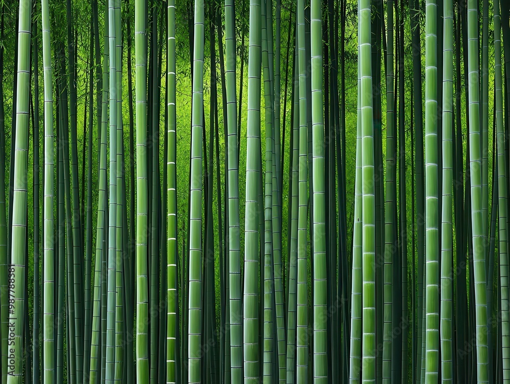 A bamboo grove with tall, slender stalks swaying gently in the breeze, peaceful and serene A bamboo grove with tall, slender stalks swaying gently in the breeze, peaceful and serene