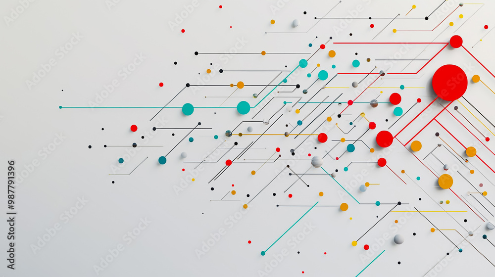 Abstract white background with Colorful geometric and circle lines. Digital future technology . Abstract business connection of lines from nodes innovation of communication in the network. Abstract white background with Colorful geometric and circle lines. Digital future technology . Abstract business connection of lines from nodes innovation of communication in the network.