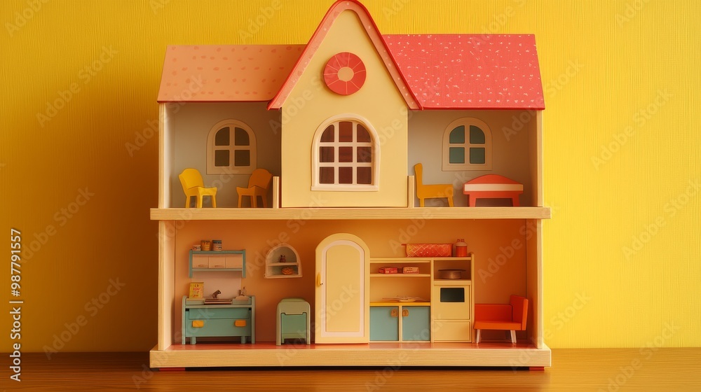 A charming dollhouse with colorful furniture inspires creative play for kids A charming dollhouse with colorful furniture inspires creative play for kids