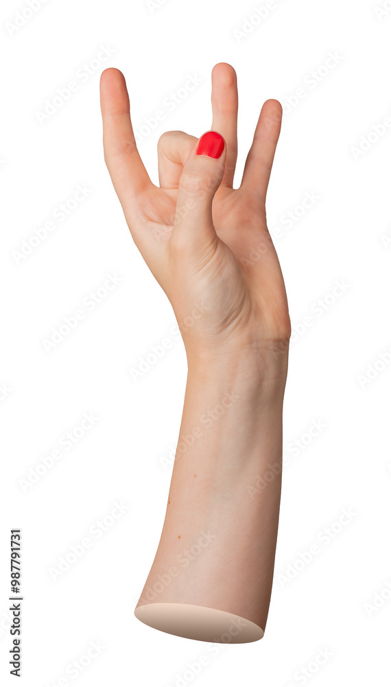 Hand showing 8 eight sign, digit, body language, isolated on white background Hand showing 8 eight sign, digit, body language, isolated on white background