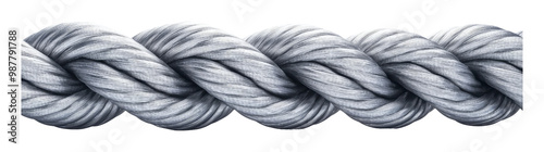 Shiny silver twisted metallic rope illustration on transparent checkered background