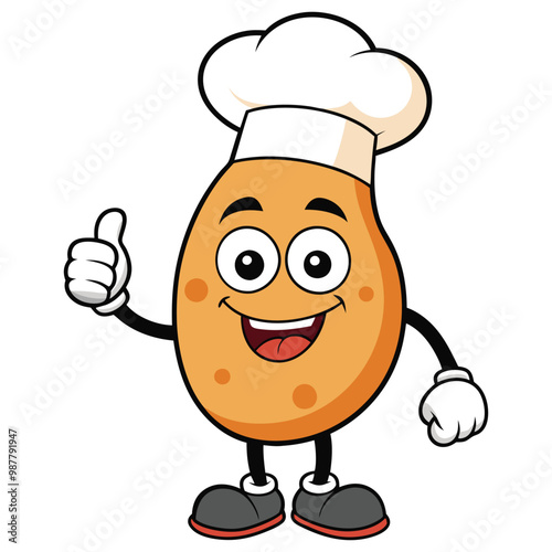 Cute Potato Chef Cartoon Character Thumbs up