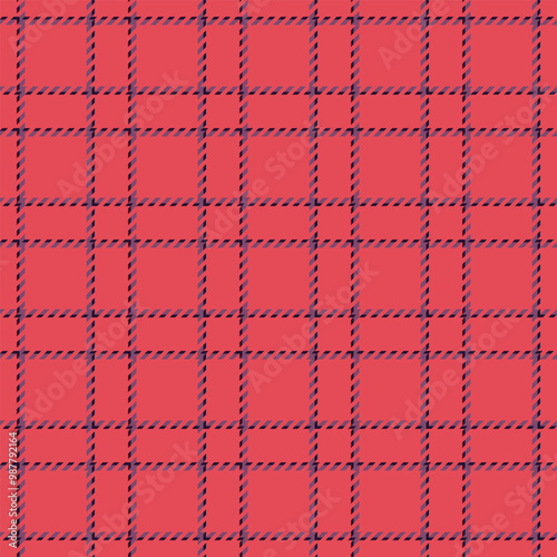 Dining room tartan plaid background, mat textile check texture. Artwork seamless fabric vector pattern in red and pink colors.