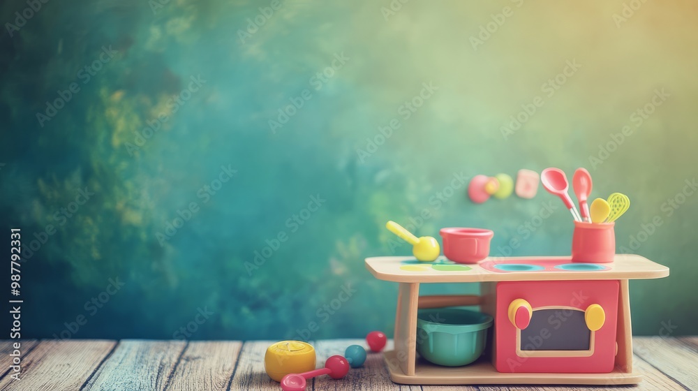 Naklejka premium This playful kitchen set inspires kids to engage in creative cooking adventures