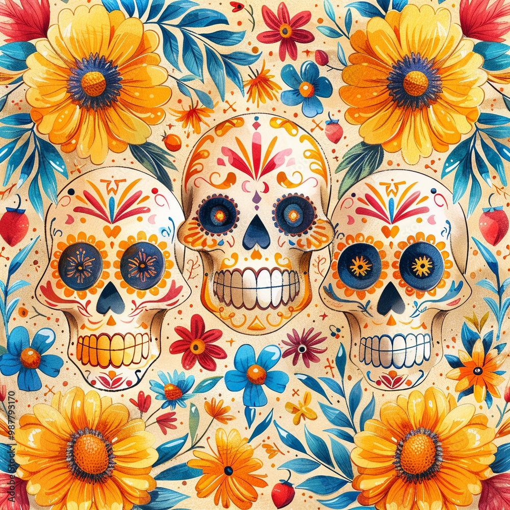 Festive Dia De Muertos background banner, celebration day of the dead Festive Dia De Muertos background banner, celebration day of the dead