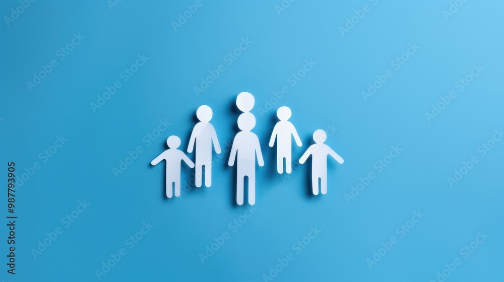 Paper People on a Blue Background Paper People on a Blue Background