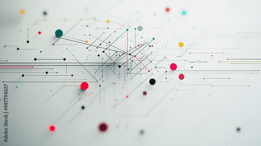 Abstract white background with Colorful geometric and circle lines. Digital future technology . Abstract business connection of lines from nodes innovation of communication in the network. Abstract white background with Colorful geometric and circle lines. Digital future technology . Abstract business connection of lines from nodes innovation of communication in the network.
