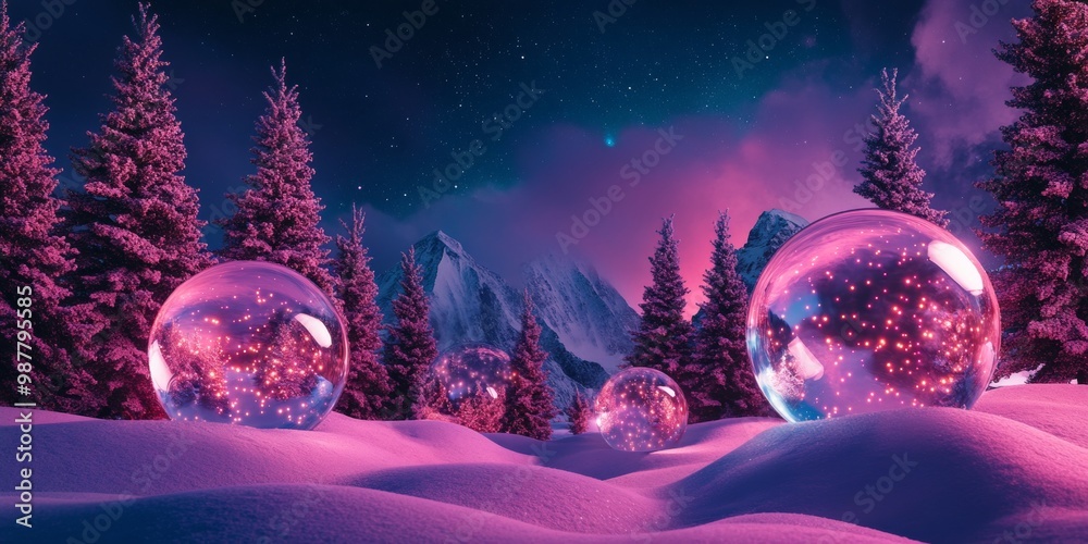 Fototapeta premium Christmas and new year clear glass winter snow globe