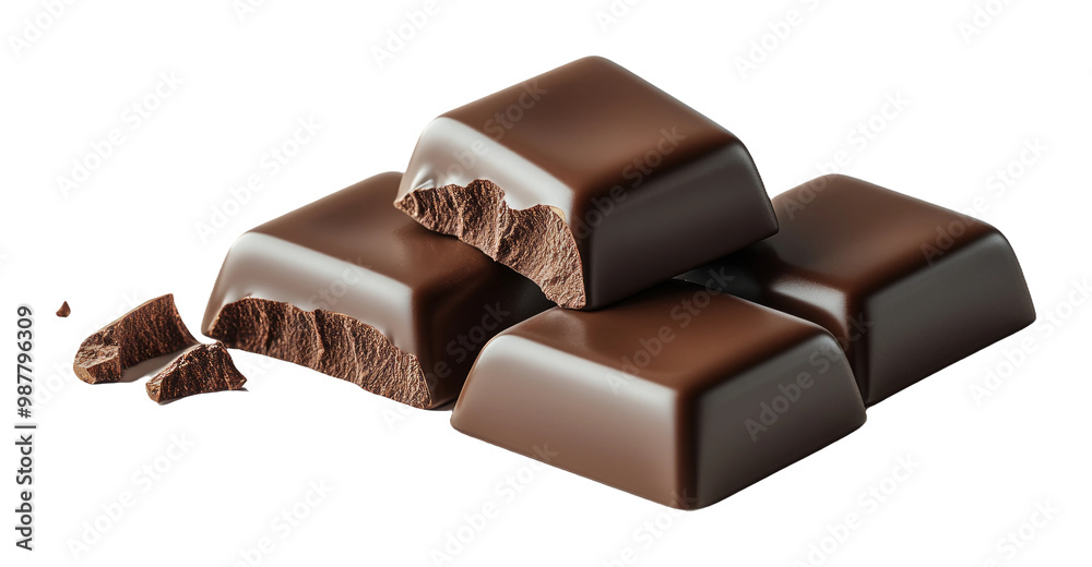 Delicious Stack of Bitten Chocolate Bars in Transparent Background Delicious Stack of Bitten Chocolate Bars in Transparent Background