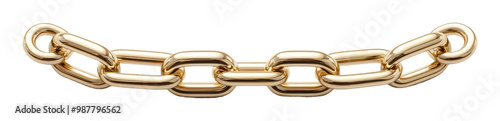 Realistic Gold Chain Link on Transparent Background for Jewelry Design