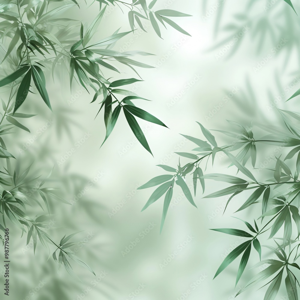 Light green foliage with subtle shadows on a blurred background. Light green foliage with subtle shadows on a blurred background.