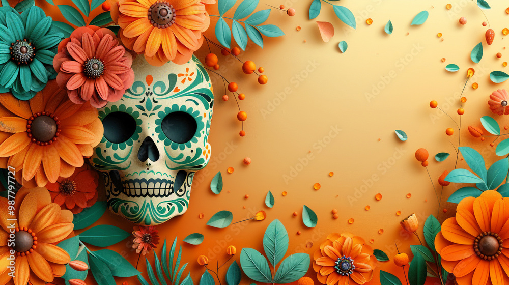 Festive Dia De Muertos background banner, celebration day of the dead Festive Dia De Muertos background banner, celebration day of the dead