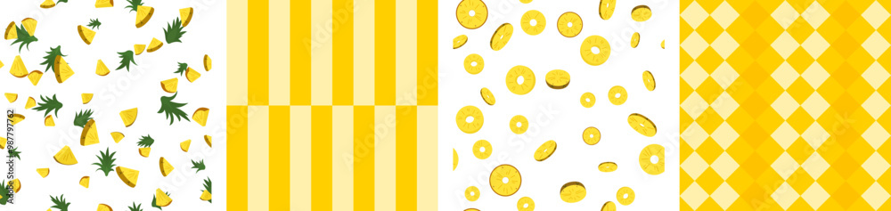 Pineapple pattern vector seamless background, fresh fruits yellow. Fabric print, gift paper Pineapple pattern vector seamless background, fresh fruits yellow. Fabric print, gift paper