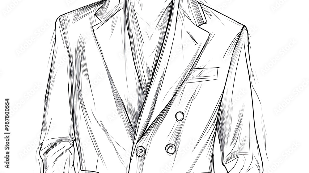 Line art illustration of a double breasted blazer. Line art illustration of a double breasted blazer.