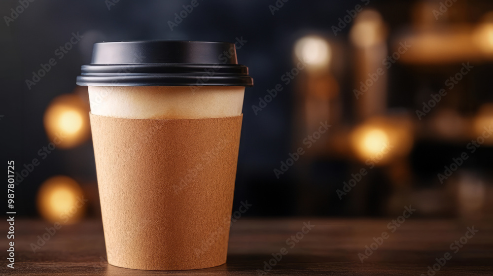 Cup of coffee standing on the table, blank cup. Mockup, design, copy space Cup of coffee standing on the table, blank cup. Mockup, design, copy space