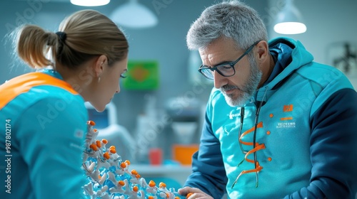 Medical Professionals Examining Anatomical Model photo