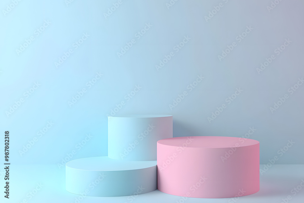 3d podium with soft color palette render style 3d podium with soft color palette render style