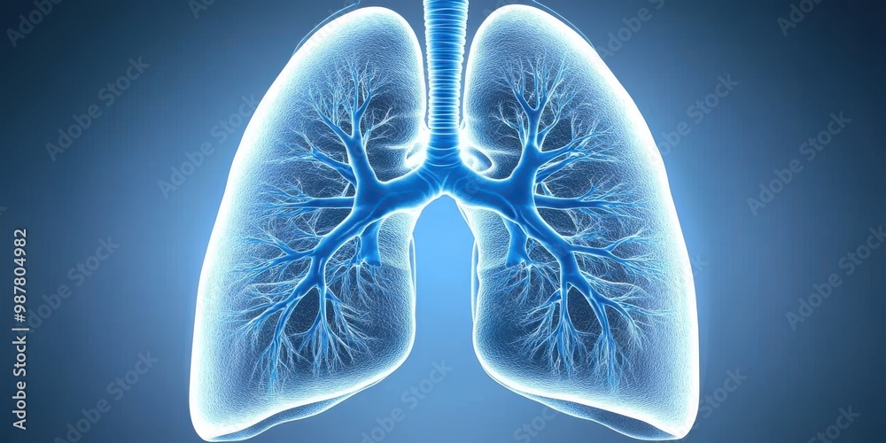 Human Lungs Anatomy D Model Medical Illustration Blue Background Human Lungs Anatomy D Model Medical Illustration Blue Background