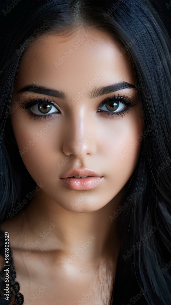 Woman with Beautiful Dark Hair Woman with Beautiful Dark Hair