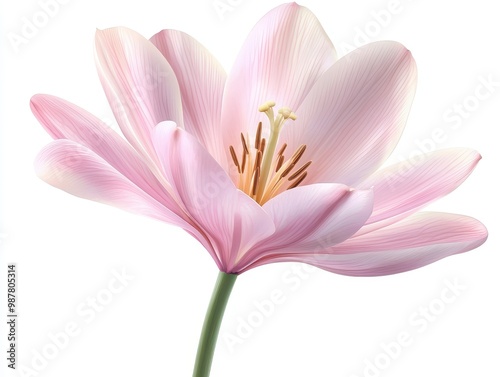 Elegant pink flower with soft petals and delicate details, perfect for nature-themed designs and compositions, white background