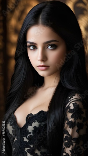 Woman with Beautiful Dark Hair