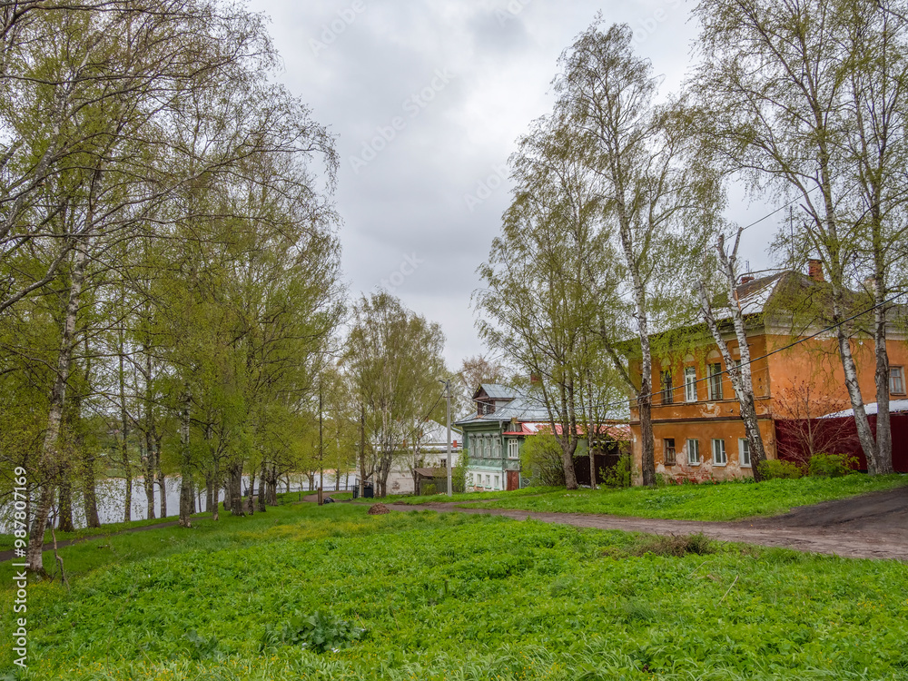 Russian rural landscape. Tutaev village on a Volga river. Russian rural landscape. Tutaev village on a Volga river.
