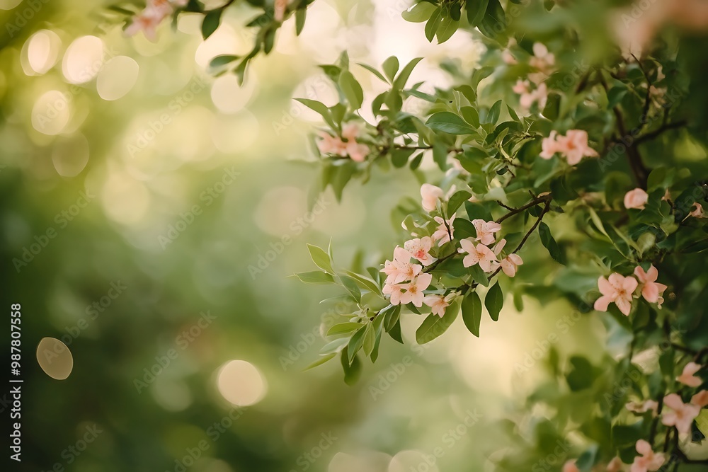 Close up of Pink Flowers and Green Leaves with Bokeh Background Close up of Pink Flowers and Green Leaves with Bokeh Background