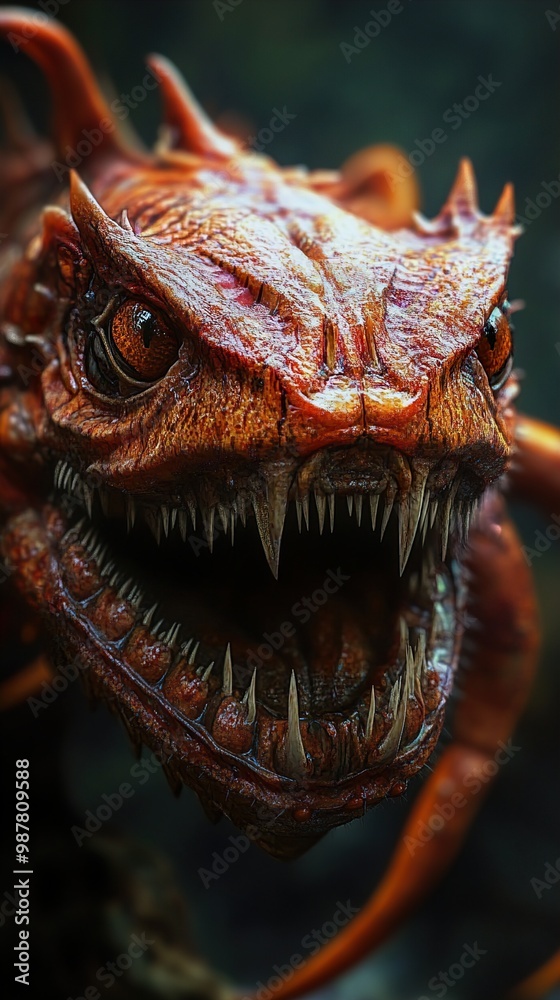 Close Up of a Fearsome Fantasy Creature with Sharp Teeth Close Up of a Fearsome Fantasy Creature with Sharp Teeth