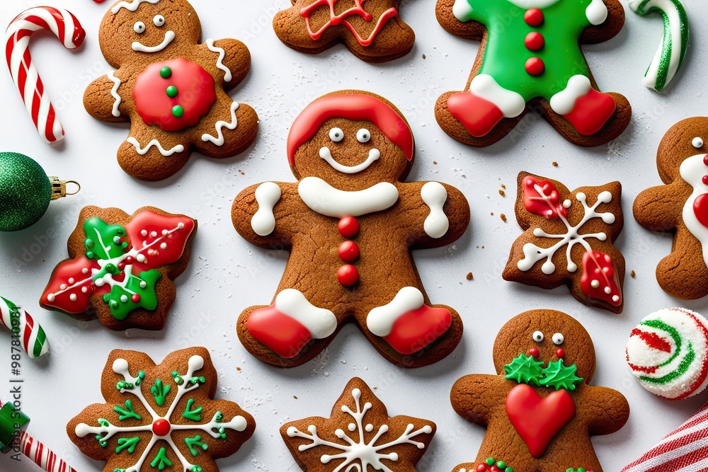 Frosted Gingerbread Holiday Cookie Treat with Charming Designs for Festive Mockups and Crafts
