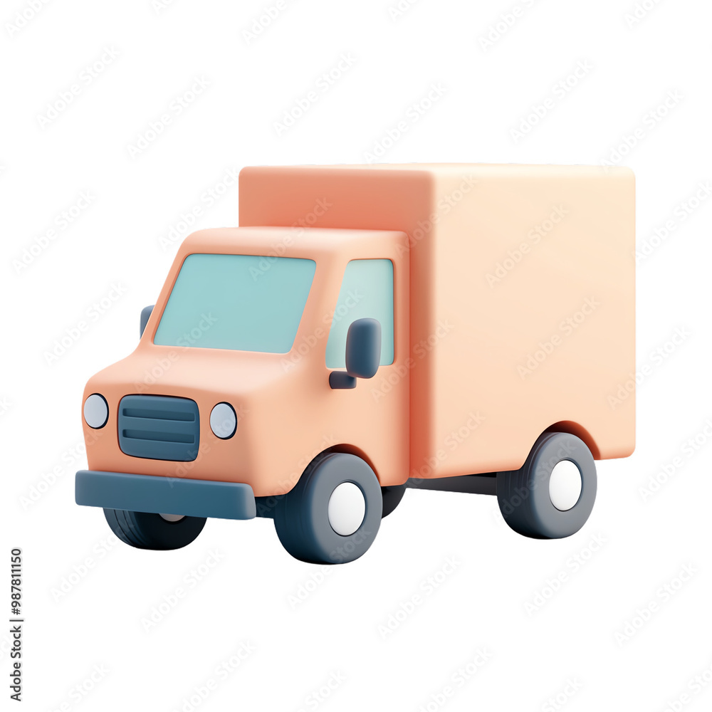 Cartoon delivery truck, white isolated background. transparent background Cartoon delivery truck, white isolated background. transparent background