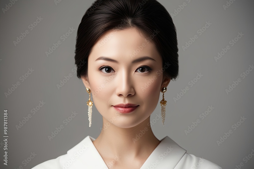 Portrait of Beautiful Japanese Woman with Fresh, Elegant Style and Graceful Features Portrait of Beautiful Japanese Woman with Fresh, Elegant Style and Graceful Features