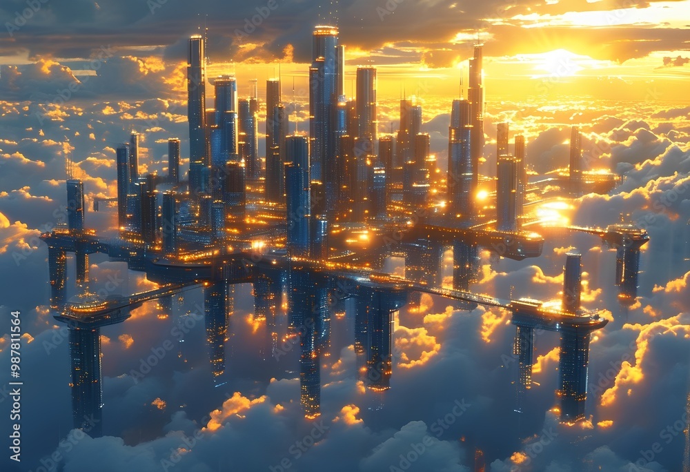 Fototapeta premium floating city